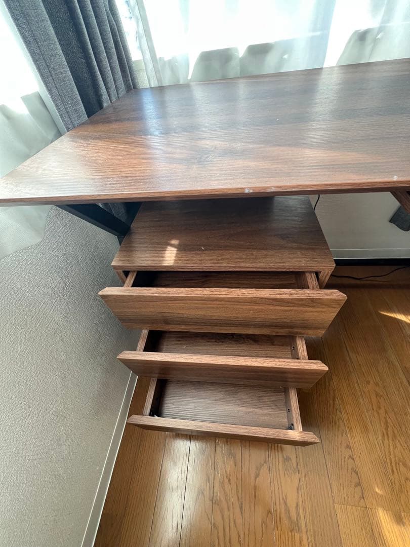 ダークウッド 引き出し付きパソコンデスク