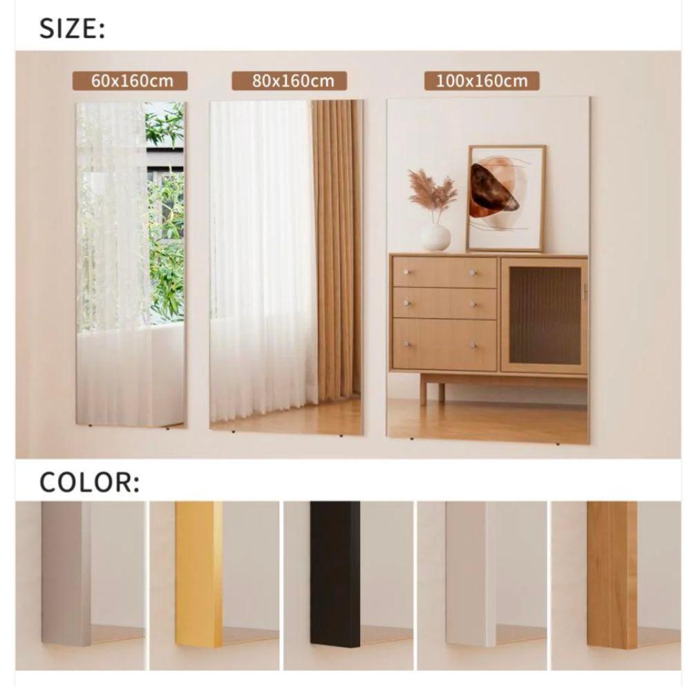 割れない全身ミラー 60×160cm ナチュラルウッド 壁掛け＆立て掛け対応