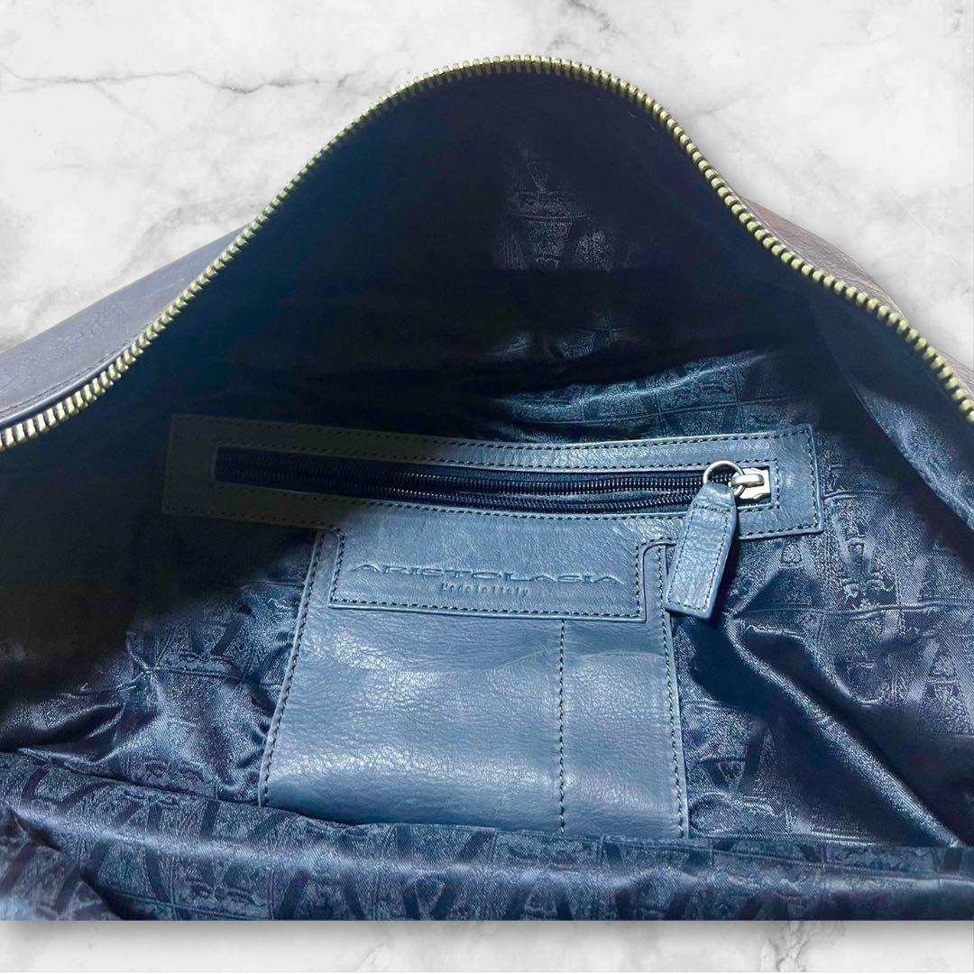 ARISTLASIA トートバック　グレー色　本革　イタリア製　大容量　小旅行