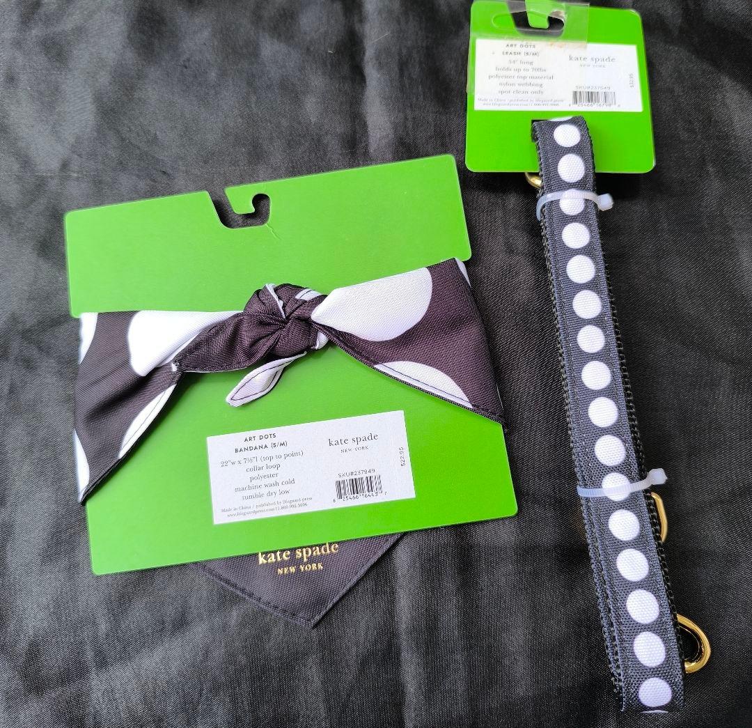 新品 ケイトスペード アートドット リーシュS/M バンダナS/M セット
