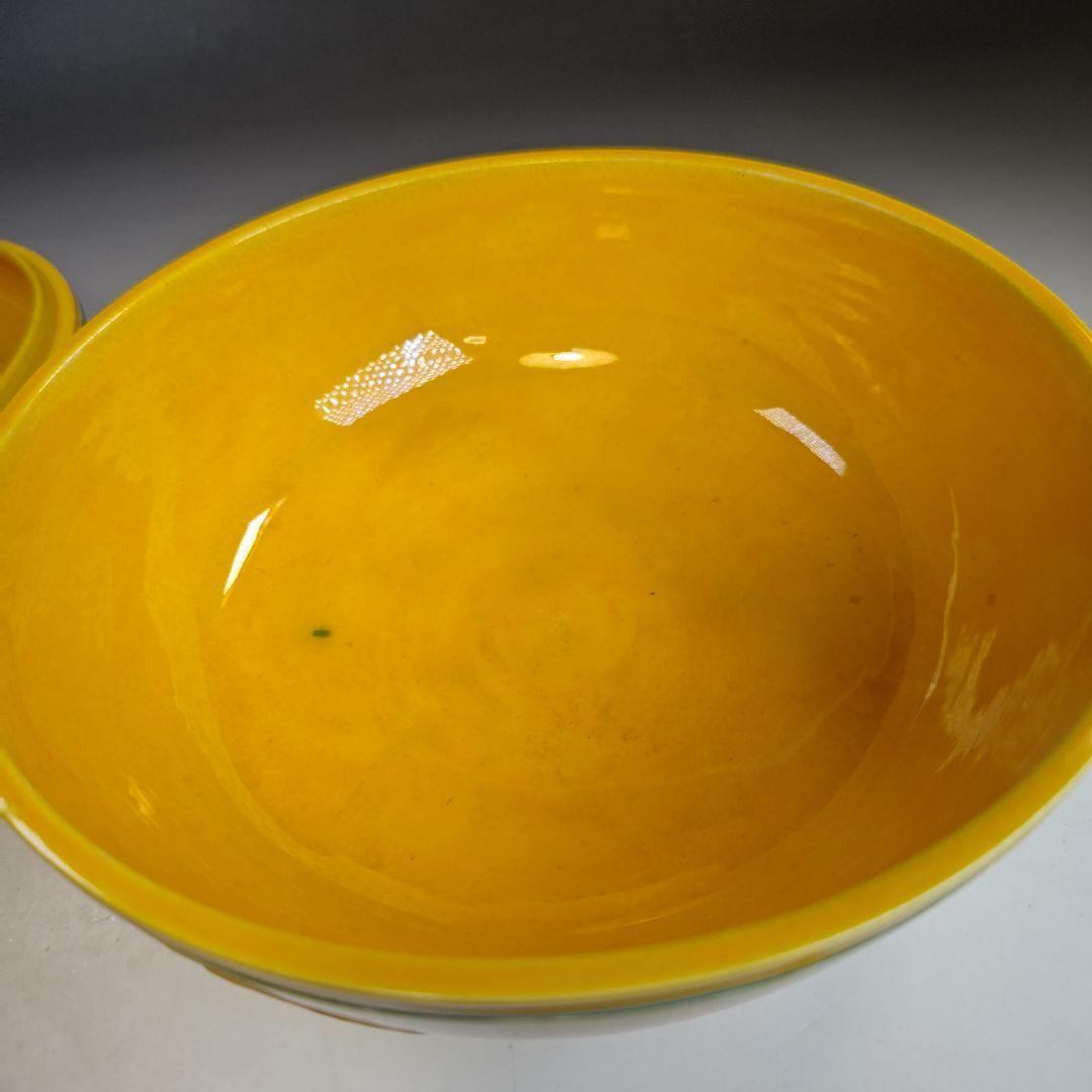 イ854 食籠『黄交趾　丸形七宝紋　喰篭』茶道具