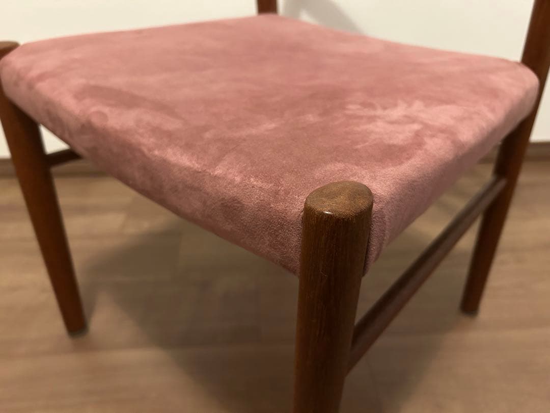 ヴィンテージ　チーク無垢材×スエード　チェア　青林製作所　椅子　北欧