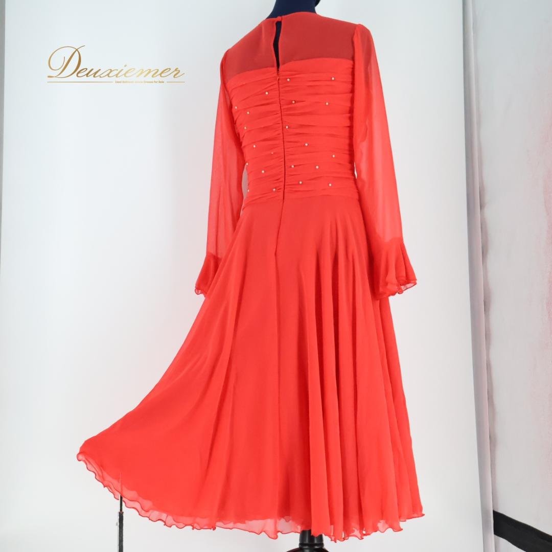 【日本製 社交ダンス衣装】レッド SORELI ワンピース ドレス 赤 レース